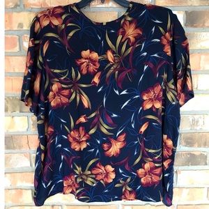 Radcliffe Women’s Plus Size Navy Floral Print Rayon Blouse Size 2X